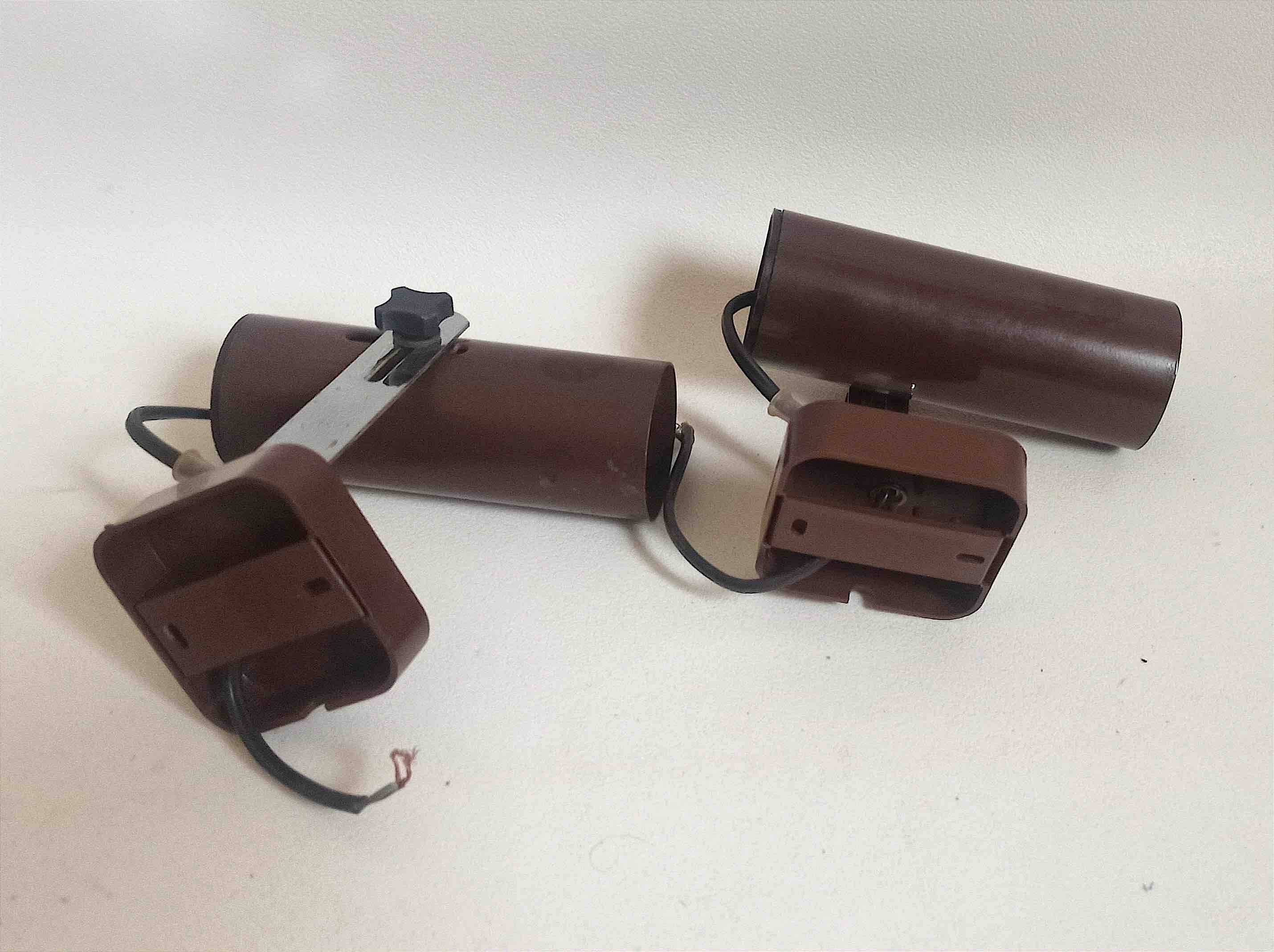 Pair of 70s dark brown adjustable wall lights