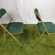 Lot of 4 folding chairs striped fabrics and green metal year 60