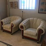 Pair of Chesterfield leather armchairs