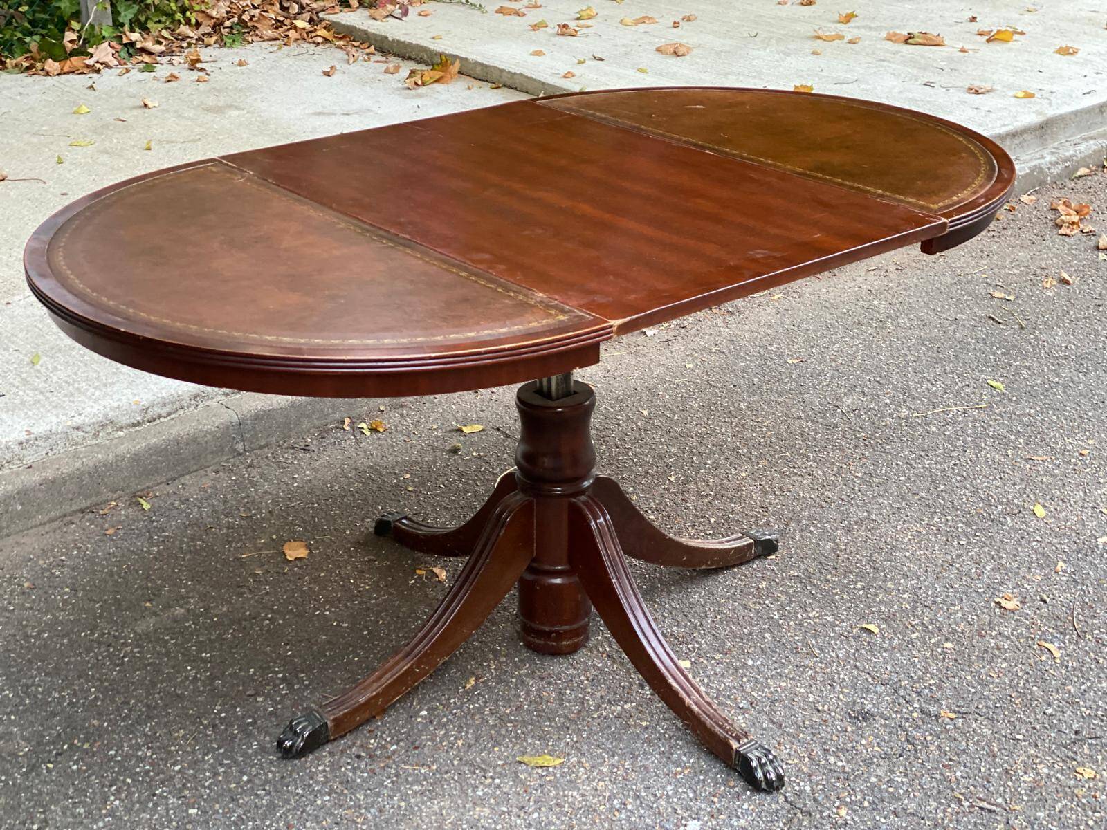 Table à manger ronde relevable et extensible avec pied central 90cm