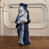 Virgin and Child, 18th century, blue background, ermine decoration