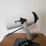 Vintage white lacquered metal spotlight on plastic clamp for Maureva, 1970