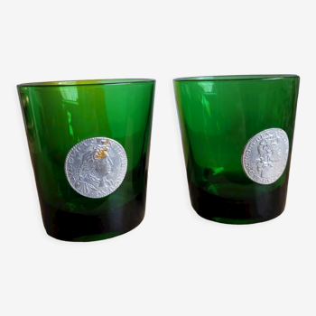 Lot de 2 verres avec médaillons Dubonnet