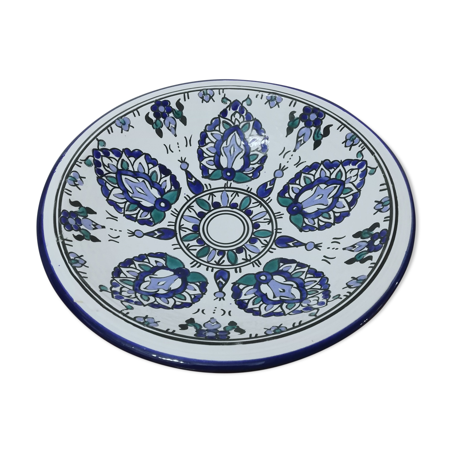 Plat marrakech en terre cuite céramisé diamètre 37cm