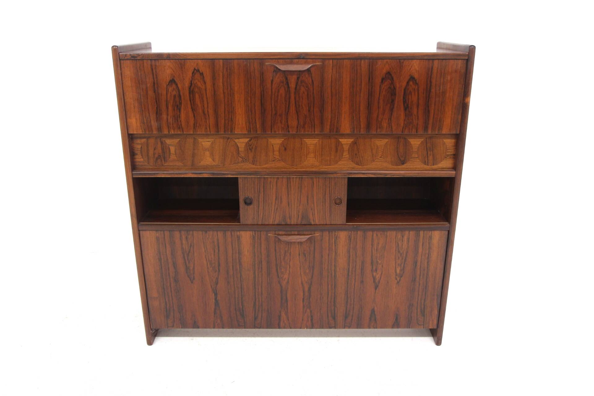 Rosewood bar cabinet "SK 661" and its 2 stools, Johannes Andersen, Denmark, 1960