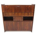 Rosewood bar cabinet "SK 661" and its 2 stools, Johannes Andersen, Denmark, 1960