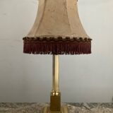 Vintage brass and leather lamp from the 70s