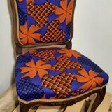 Chaise ancienne retapissée avec tissu wax
