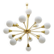 Mid-Century Modern Italian Brass and Glass Opaline Large Sputnik Chandelier