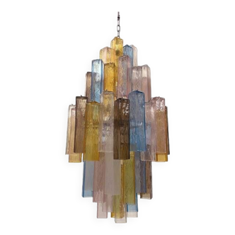 21st Century Multicolored "Squared" Murano Glass Chandelier