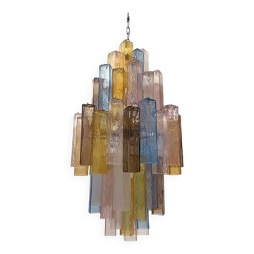 21st Century Multicolored "Squared" Murano Glass Chandelier