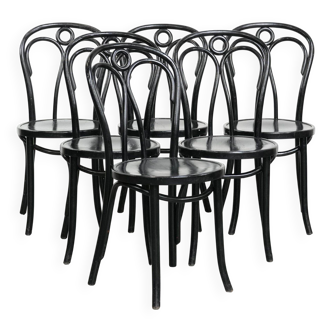 Ensemble de 6 chaises de bistrot noires vintage au design élégant