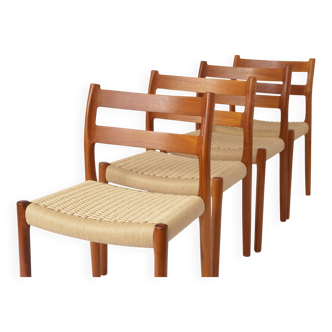 Set of 4 Niels Otto Møller Model 84 Chairs – Danish Teak & Paper Cord, 1970