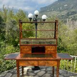 19th century flamed mahogany stepped desk