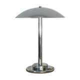 Mushroom lamp, chrome metal saucer, Aluminor, France, 1970