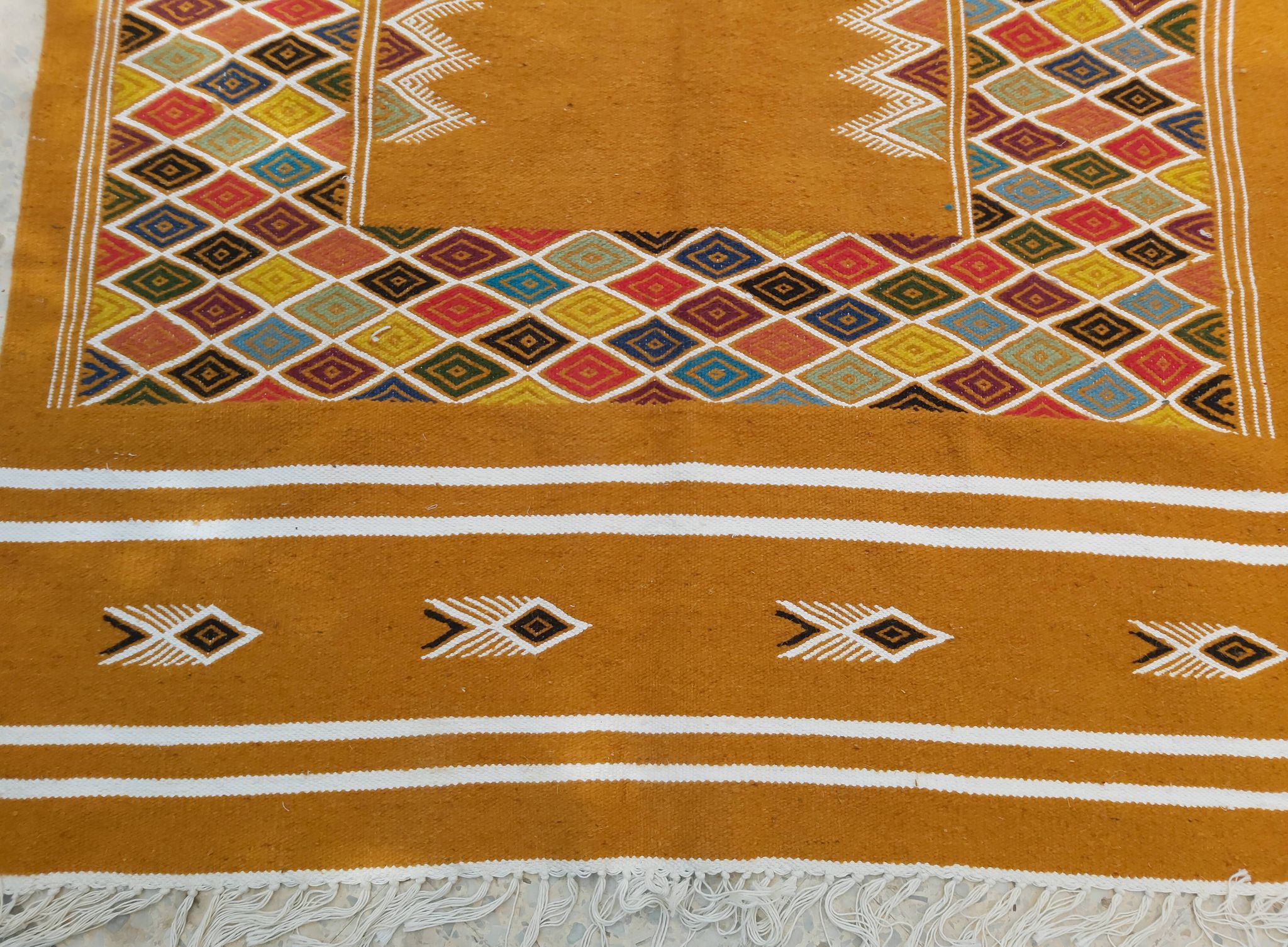 Handmade Berber colored patterned biker carpet  215 x120cm
