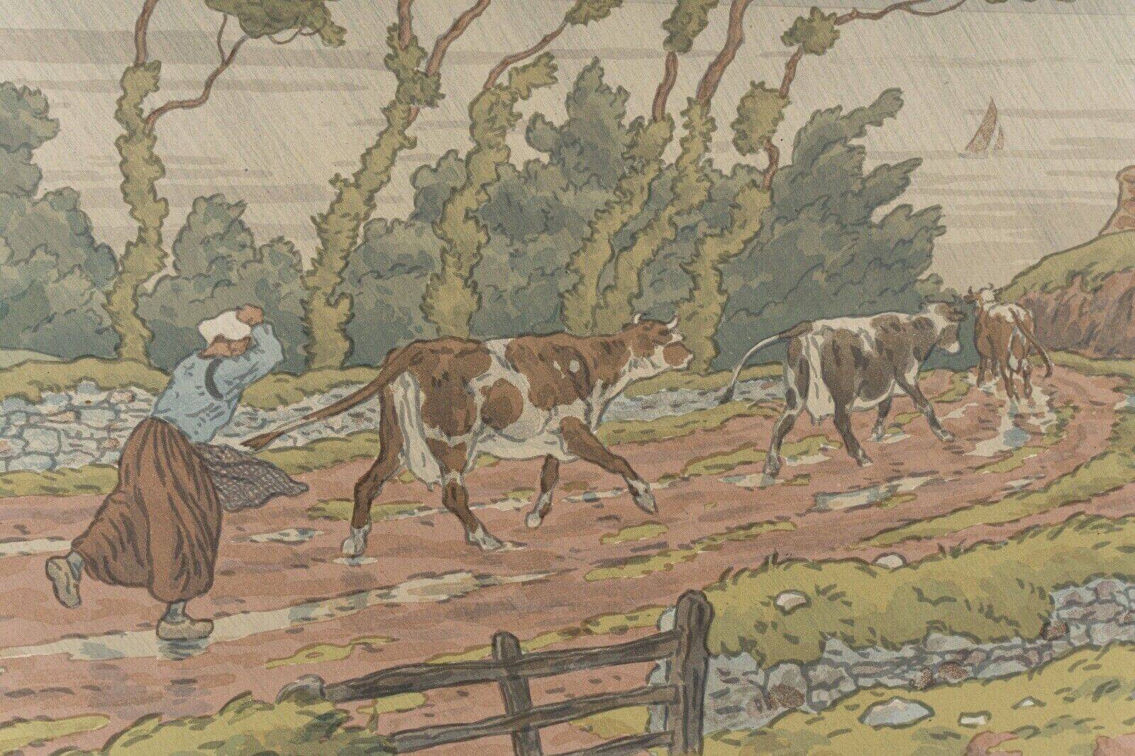 Lithograph by Henri Rivière L'Averse