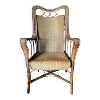 Vintage 1920s Art Deco wicker rattan armchair