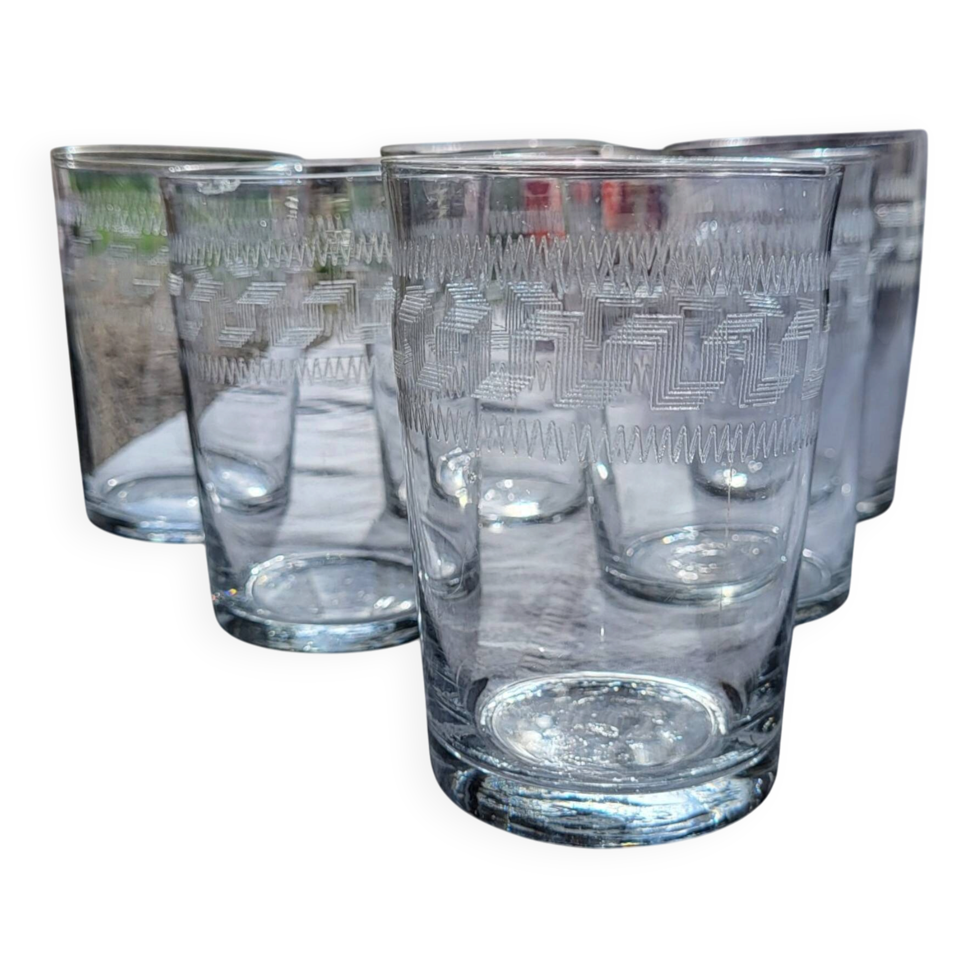 7 decorative Greek-style water glasses