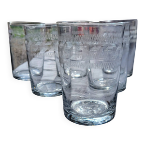 7 verres à eau décor