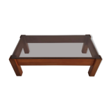 Vintage coffee table in solid elm and smoked graphit from the years 70