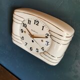 Vintage ceramic clock silent rectangular wall clock "Manufrance golden white"