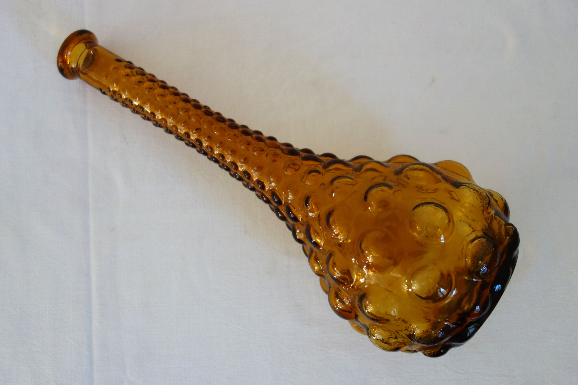 Carafe bottle in brown glass bubbles Empoli 60s