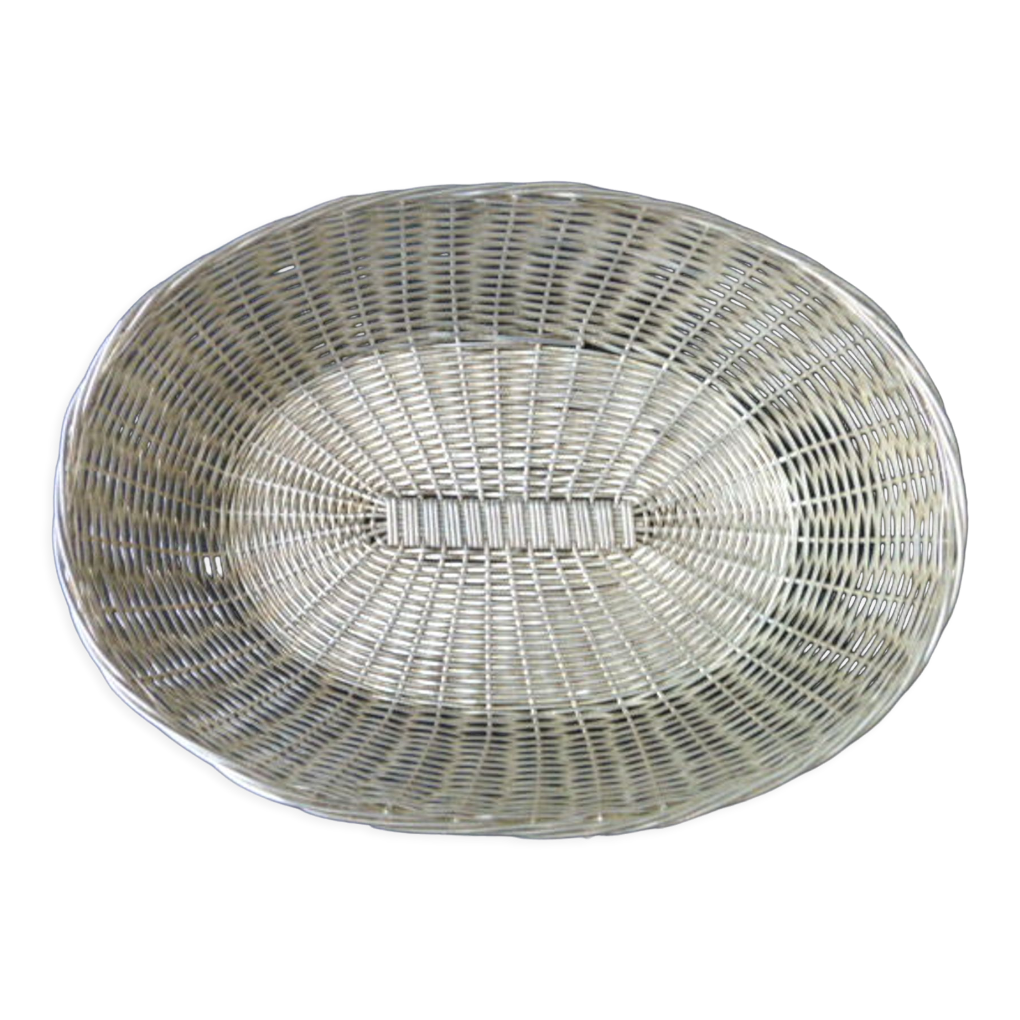 Breadbasket, braided silver metal banette 25 cm