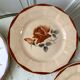 Set of 6 flat plates Digoin Sarreguemines pink flowers years 30-40