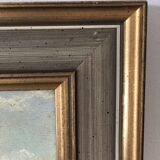 Peinture à l'huile vintage originale de paysage de cottage : Art de la nature encadré