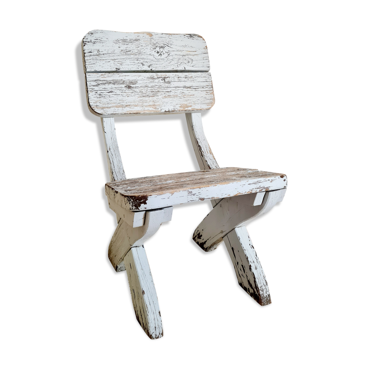 Patinated white old garden chair