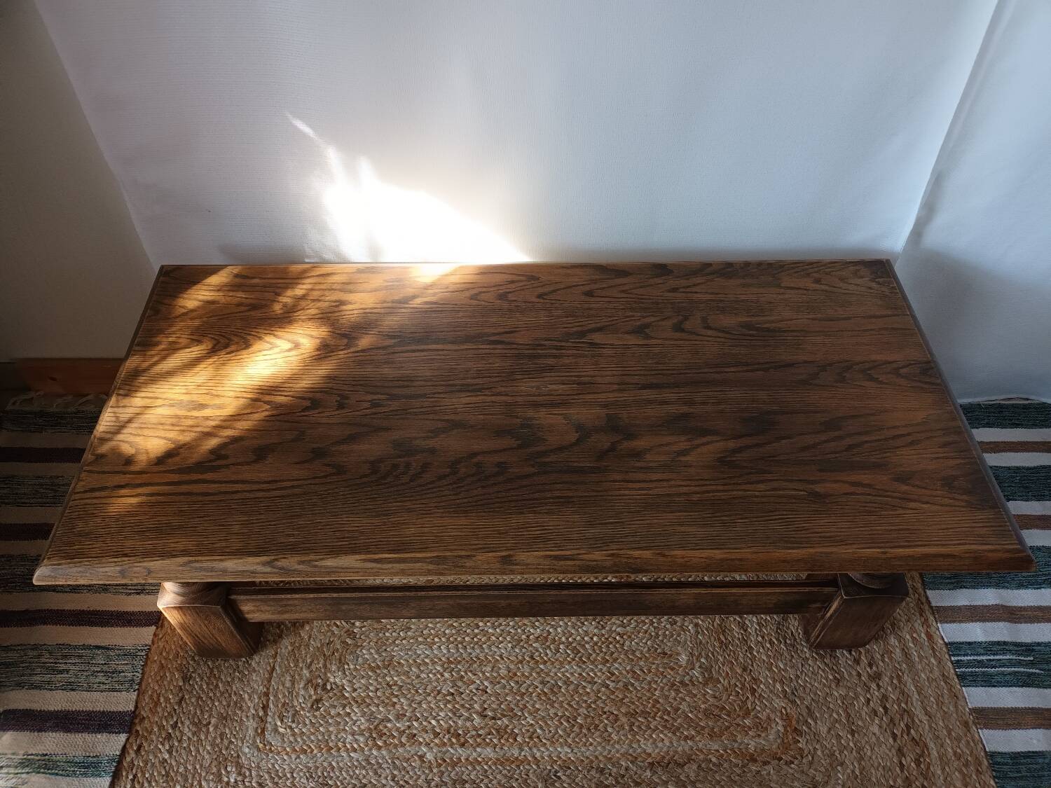 Vintage Brutalist Solid Oak Coffee Table