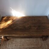 Vintage Brutalist Solid Oak Coffee Table