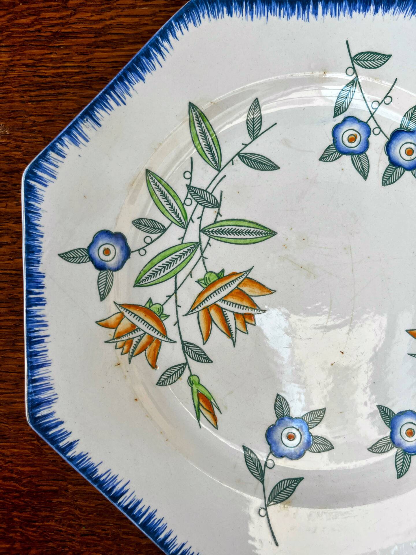 Set of 6 antique octagonal plates Longwy – Old Longwy