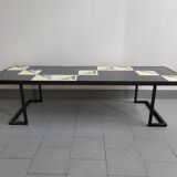 Importante table basse vintage 1950 ceramique & acier 50s 1950s vallauris