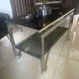 70s coffee table in chromed metal