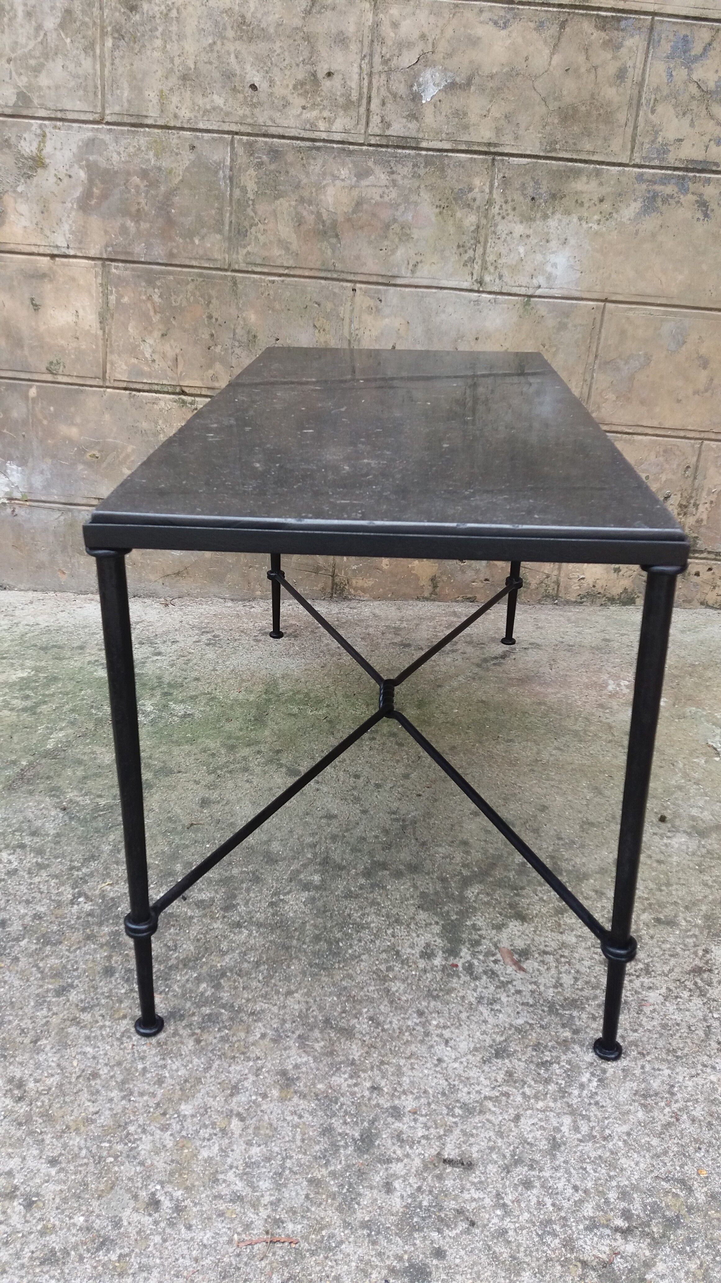 Wrought iron coffee table and marble top