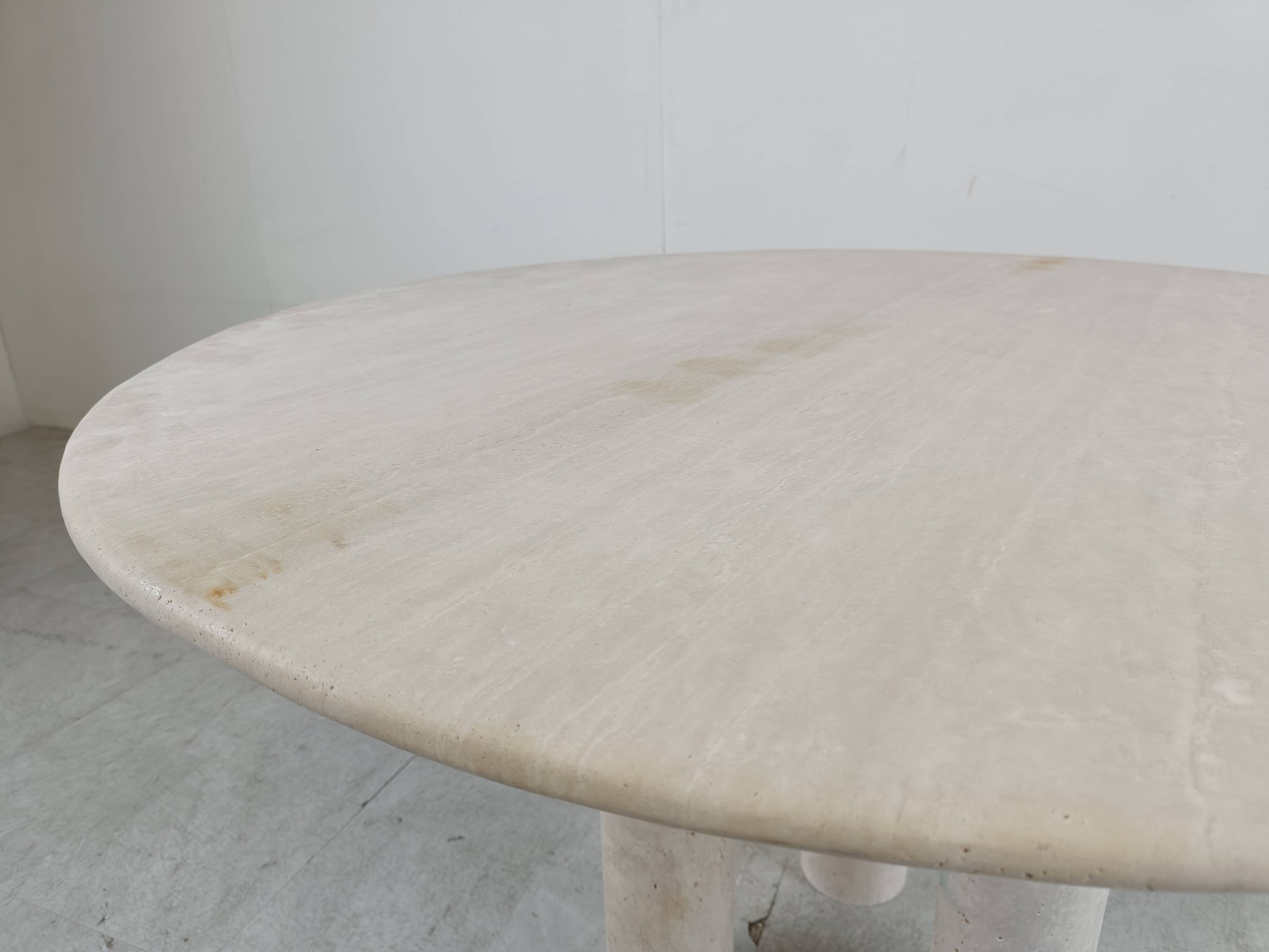 Round italian travertine dining table 1970s