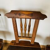 Set of 5 wooden chairs, handcrafted work