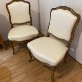 Regency style armchairs in wood and ecru skai