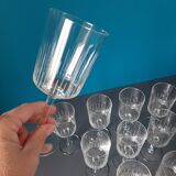 10 vintage engraved crystal walking glasses