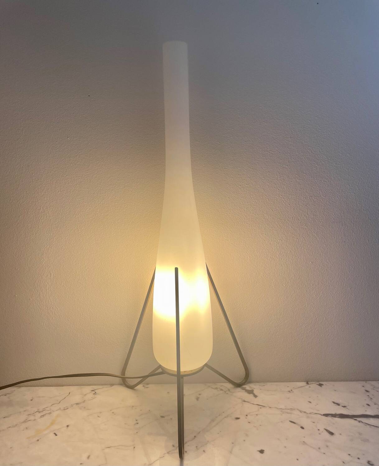 Space age opaline brass lamp from the 60s