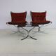 Seventies design special chromed metal Falcon chairs and table by Sigurd Re