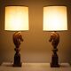 Grande lampe à tête de cheval en albâtre sculpté, Italie, années 1960, lot de 2