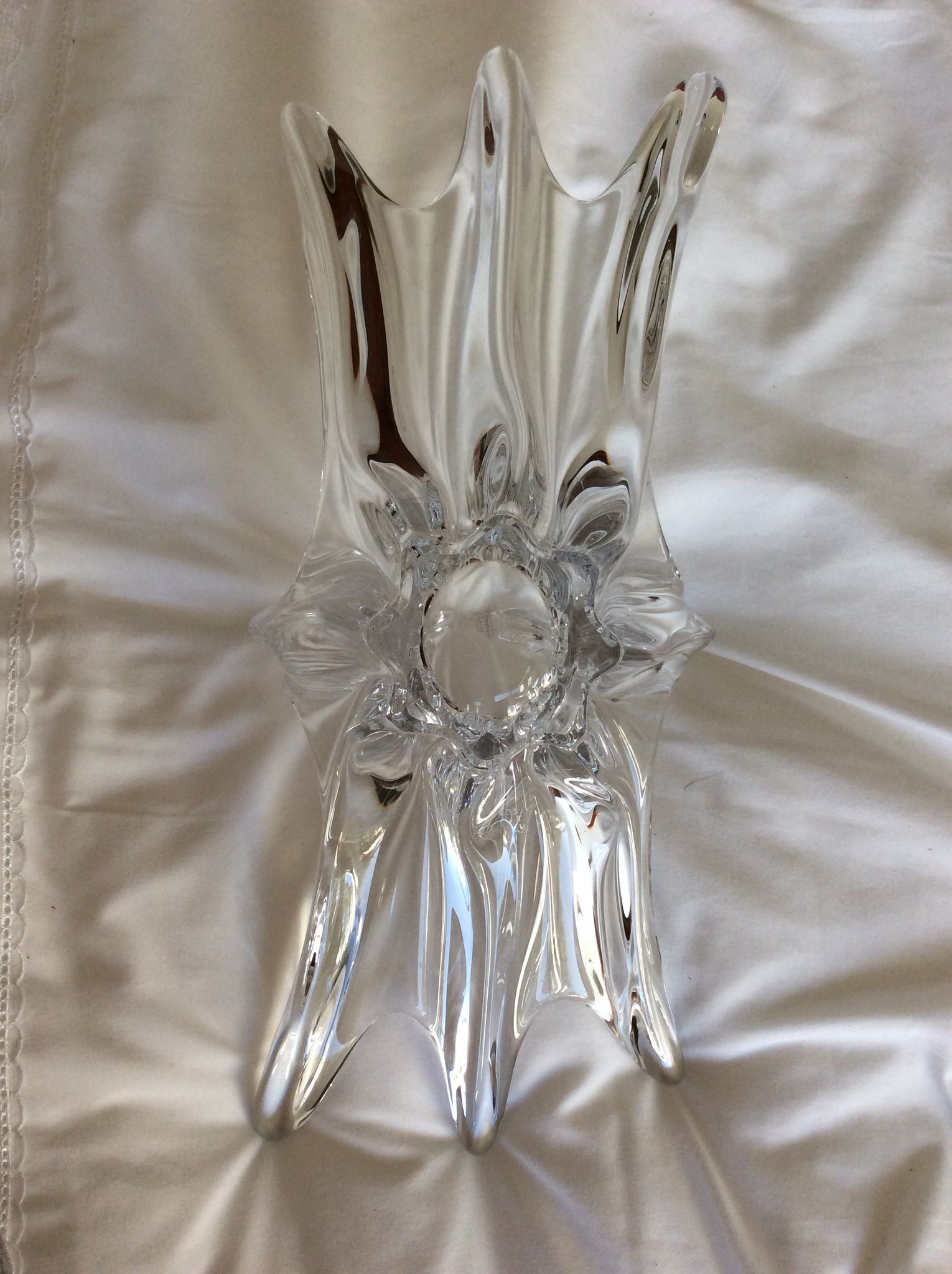 Crystal fruit cup with handles Art Vannes France - vintage