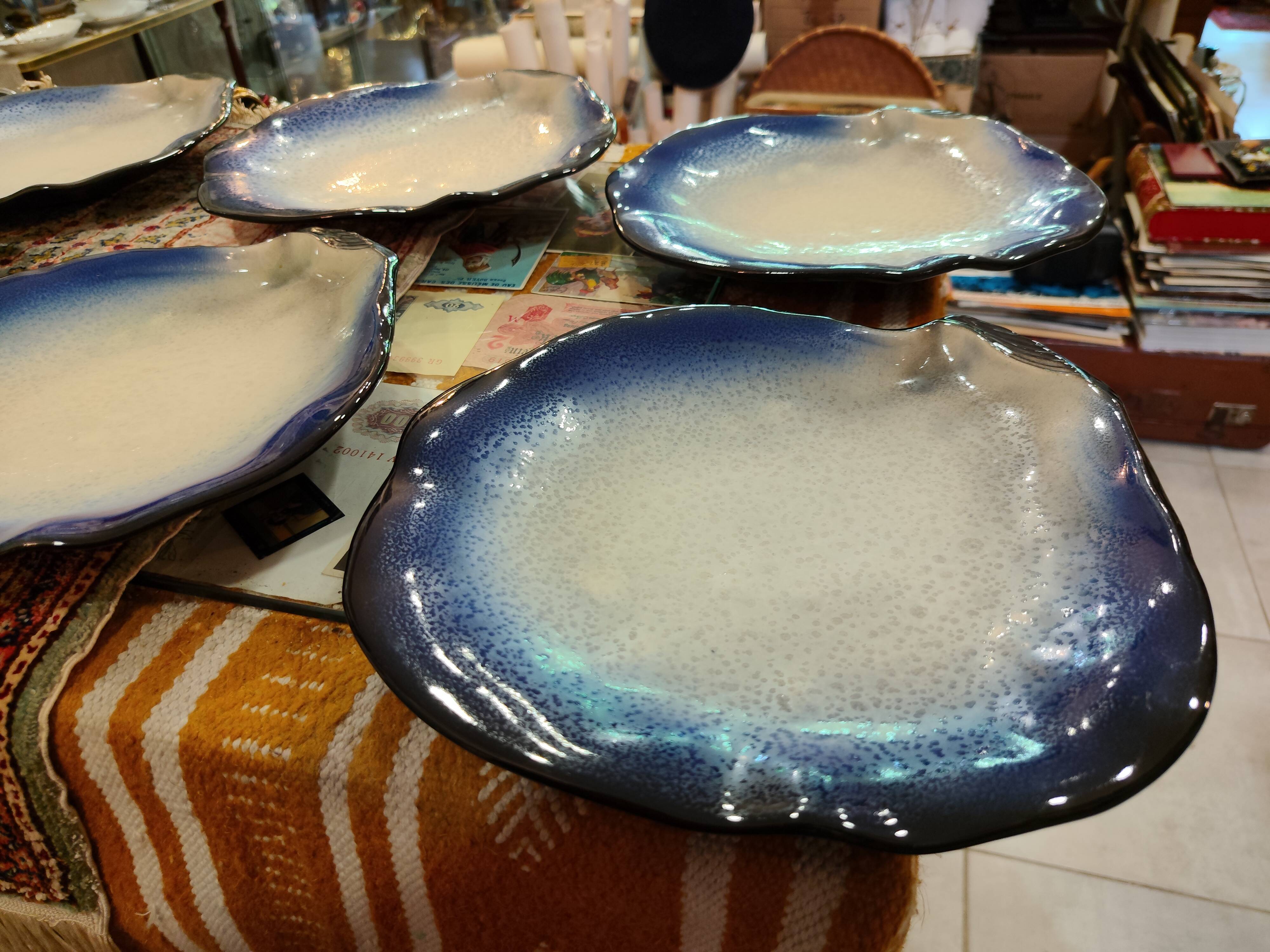 Set of 6 ceramic dishes by Pol Chambost from the 1950s.
