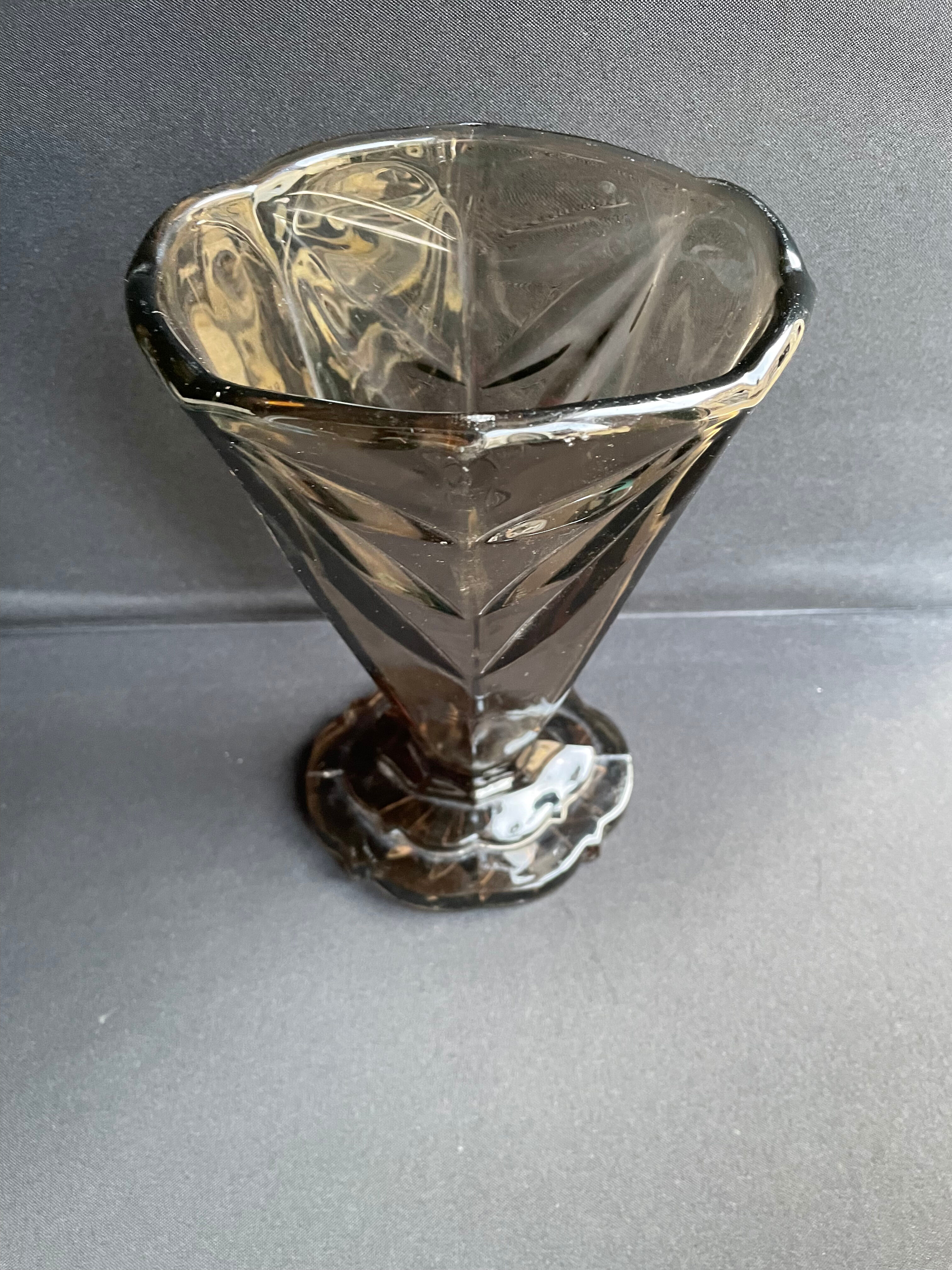 Art Deco smoked glass vase