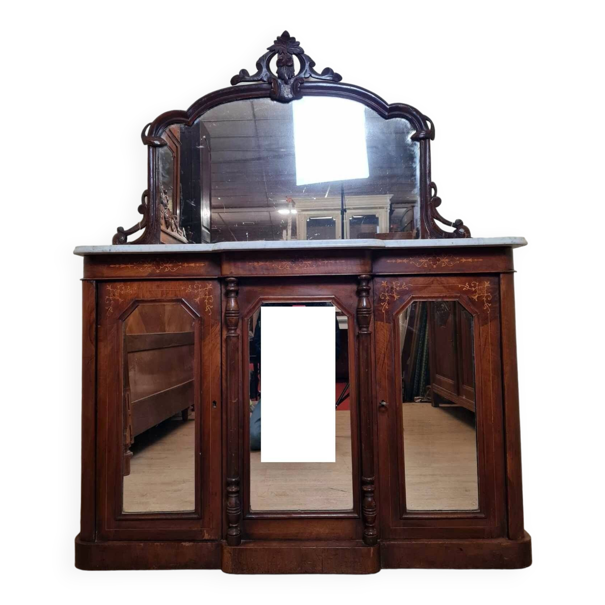 Napoleon III period sideboard in walnut and 19th century marquetry