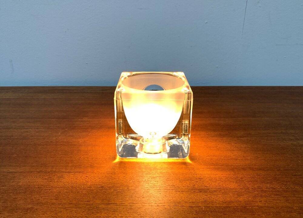 Vintage German glass cube table lamp Ta 14 by Peill & Putzler, 1970s.
