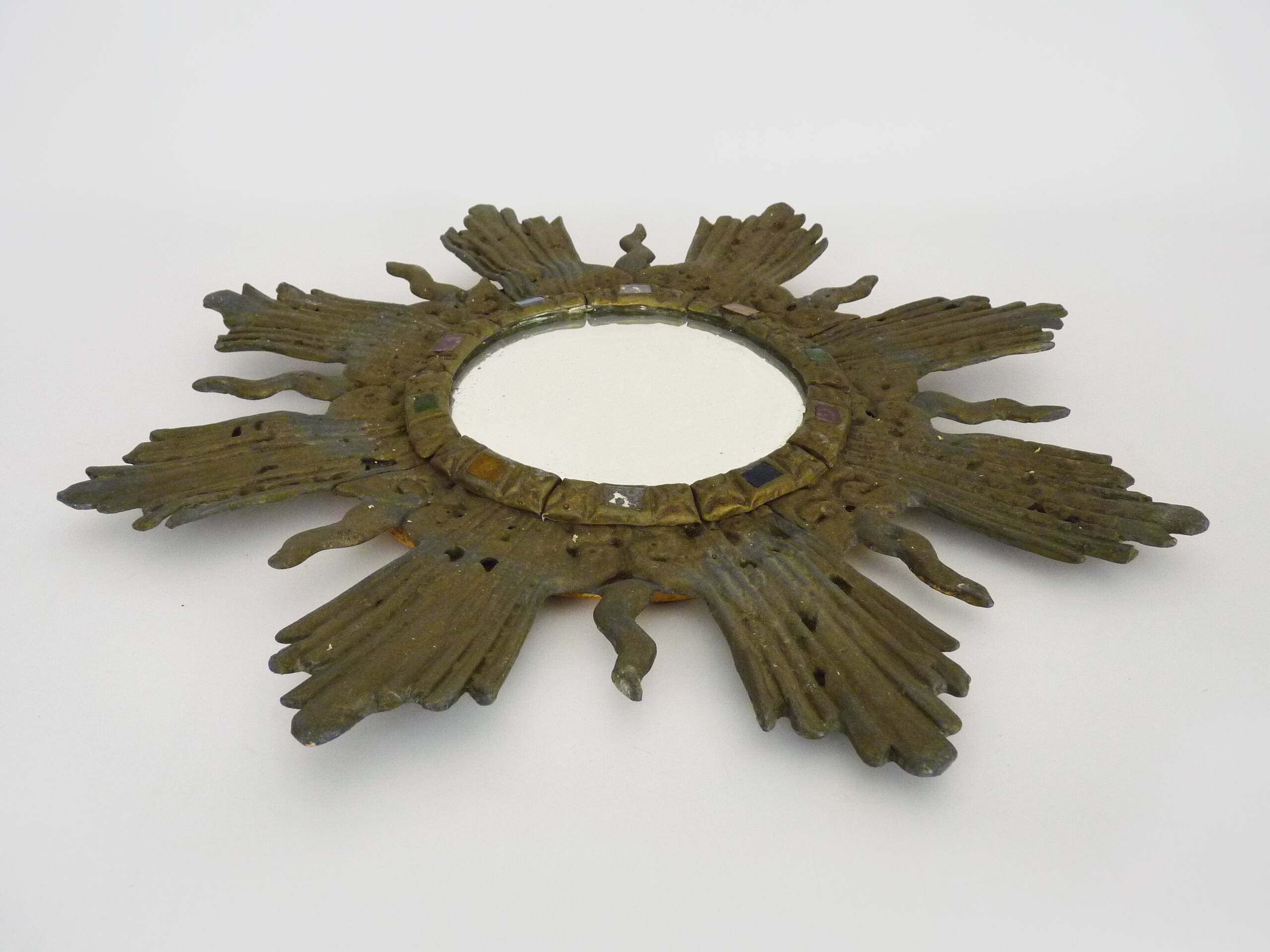 Old lead sun mirror Line Vautrin style Irena Jaworska 48 cm - 18.89 "